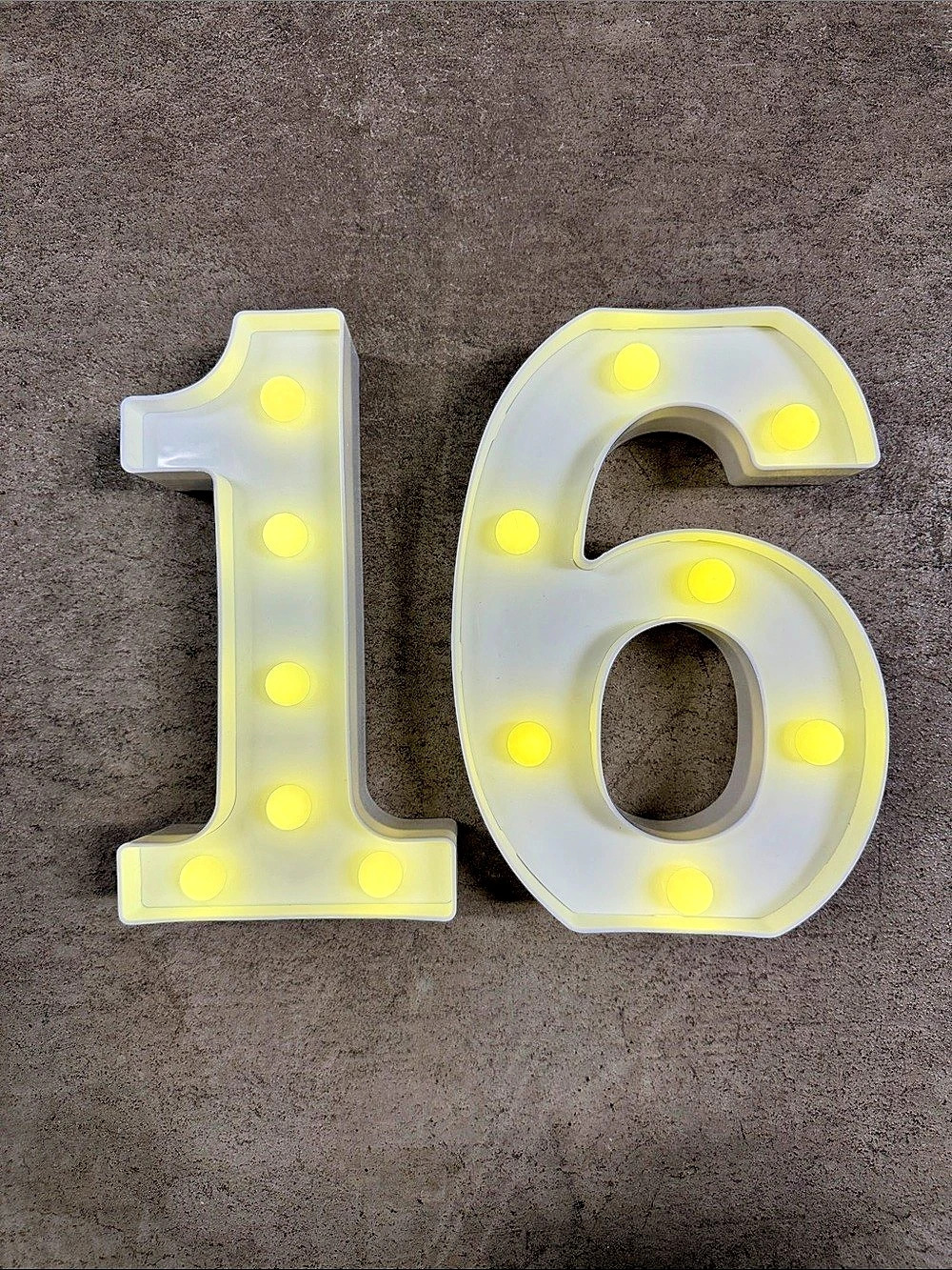 Light-Up Number Sweet 16 in White & Yellow